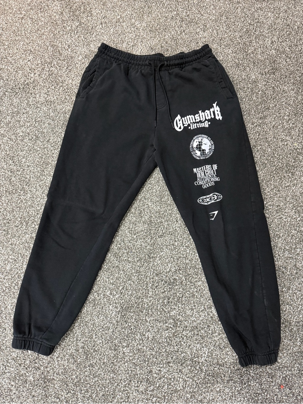 Gymshark Black Joggers with White Graphic Prints